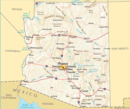 Download PDF map of Arizona