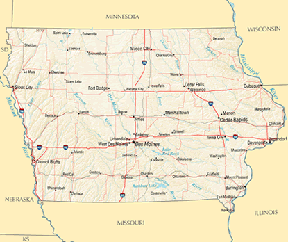 Download PDF map of Iowa