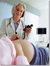 pregnant, woman, ultrasound, nurse