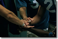 football team, huddle