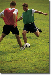 playing soccer