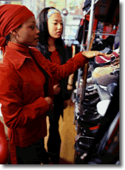 women shopping, clothing store