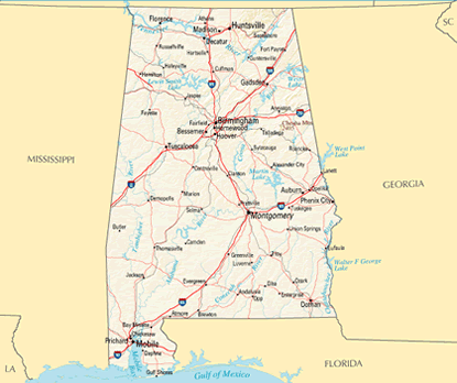 Download PDF map of Alabama