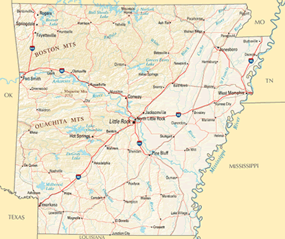 Download PDF map of Arkansas