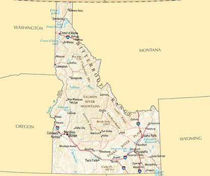 Download PDF map of Idaho