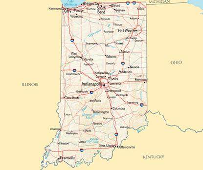 Download PDF map of Indiana