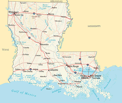 Download PDF map of Louisiana