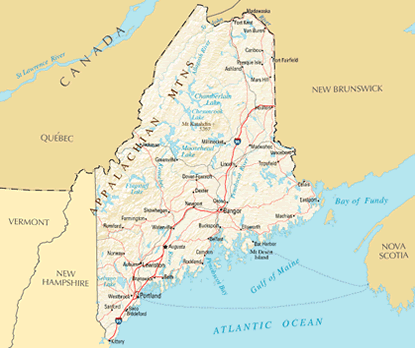 Download PDF map of Maine