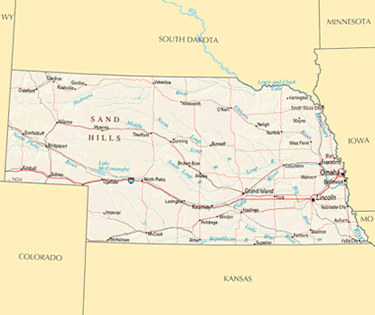 Download PDF map of Nebraska