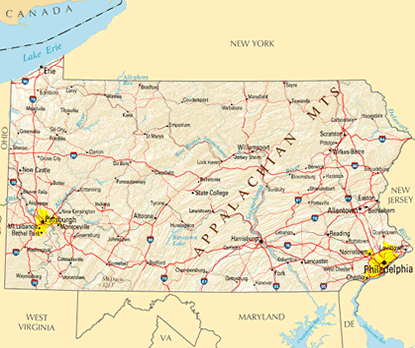 Download PDF map of Pennsylvania