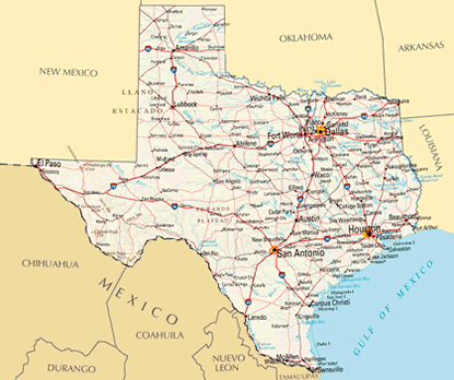 Download PDF map of Texas